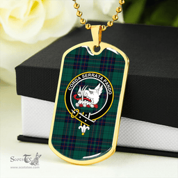 ScottishPlaid Lockhart Modern Clan Tartan Dog Tag Necklace - Crest Classic Scottish Plaid Tartan Plaid