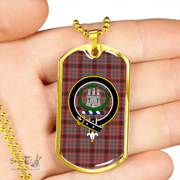 ScottishPlaid Innes Red Ancient Clan Tartan Dog Tag Necklace - Crest Classic Scottish Plaid Tartan Plaid