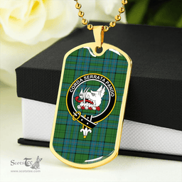 ScottishPlaid Lockhart Ancient Clan Tartan Dog Tag Necklace - Crest Classic Scottish Plaid Tartan Plaid
