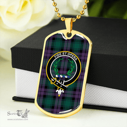 ScottishPlaid MacArthur of Milton Modern Clan Tartan Dog Tag Necklace - Crest Classic Scottish Plaid Tartan Plaid