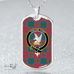 ScottishPlaid Lindsay Ancient Clan Tartan Dog Tag Necklace - Crest Classic Scottish Plaid Tartan Plaid