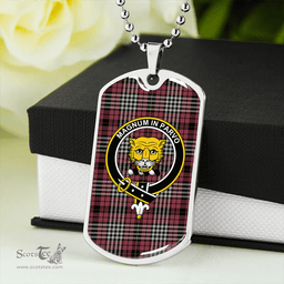 ScottishPlaid Little of Morton Rigg Ancient Clan Tartan Dog Tag Necklace - Crest Classic Scottish Plaid Tartan Plaid
