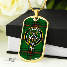 ScottishPlaid Kinnear Clan Tartan Dog Tag Necklace - Crest Classic Scottish Plaid Tartan Plaid