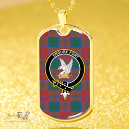 ScottishPlaid Lindsay Ancient Clan Tartan Dog Tag Necklace - Crest Classic Scottish Plaid Tartan Plaid
