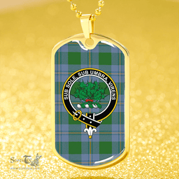 ScottishPlaid Irvine of Bonshaw Ancient Clan Tartan Dog Tag Necklace - Crest Classic Scottish Plaid Tartan Plaid