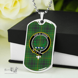 ScottishPlaid MacArthur Ancient Clan Tartan Dog Tag Necklace - Crest Classic Scottish Plaid Tartan Plaid