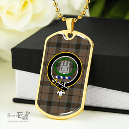 ScottishPlaid Innes of Cowie Ancient Clan Tartan Dog Tag Necklace - Crest Classic Scottish Plaid Tartan Plaid