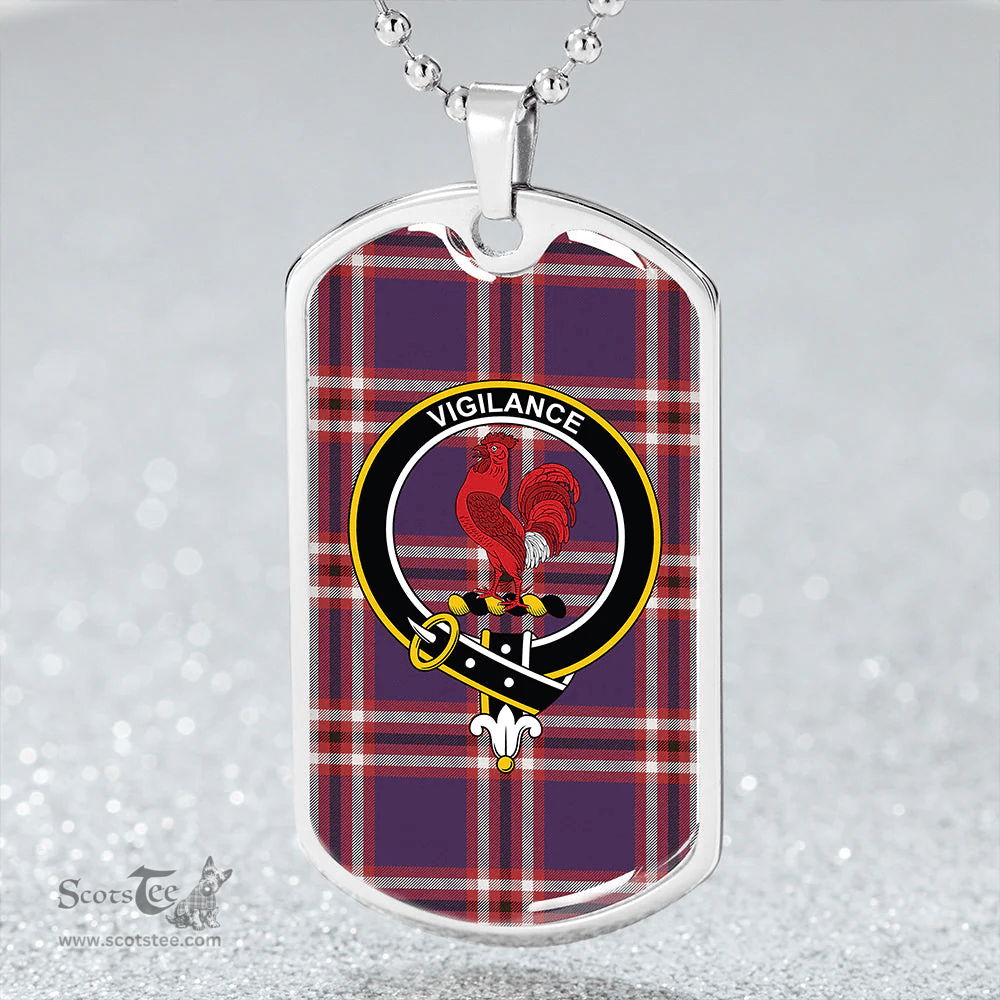 ScottishPlaid Laing of Archiestown (Lang of Archiestown) Weathered Clan Tartan Dog Tag Necklace - Crest Classic Scottish Plaid Tartan Plaid