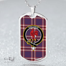 ScottishPlaid Laing of Archiestown (Lang of Archiestown) Weathered Clan Tartan Dog Tag Necklace - Crest Classic Scottish Plaid Tartan Plaid