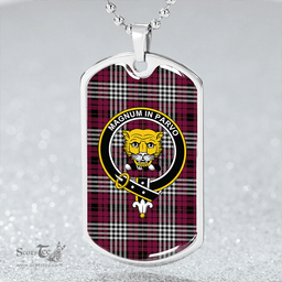 ScottishPlaid Little of Morton Rigg Modern Clan Tartan Dog Tag Necklace - Crest Classic Scottish Plaid Tartan Plaid