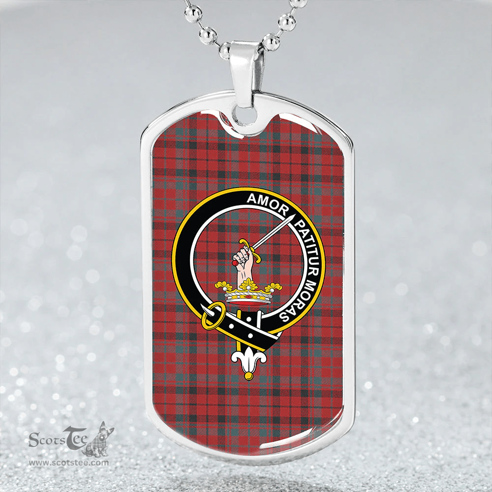 ScottishPlaid Lumsden of Kintore Weathered Clan Tartan Dog Tag Necklace - Crest Classic Scottish Plaid Tartan Plaid