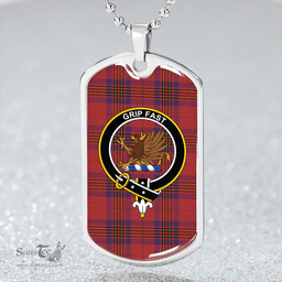 ScottishPlaid Leslie Weathered Clan Tartan Dog Tag Necklace - Crest Classic Scottish Plaid Tartan Plaid