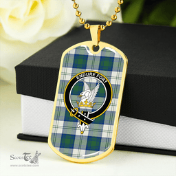 ScottishPlaid Lindsay Dress Dance Green Weathered Clan Tartan Dog Tag Necklace - Crest Classic Scottish Plaid Tartan Plaid