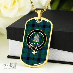 ScottishPlaid Innes Hunting Lyon Weathered Clan Tartan Dog Tag Necklace - Crest Classic Scottish Plaid Tartan Plaid