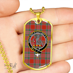 ScottishPlaid MacBean (MacBain) Ancient Clan Tartan Dog Tag Necklace - Crest Classic Scottish Plaid Tartan Plaid