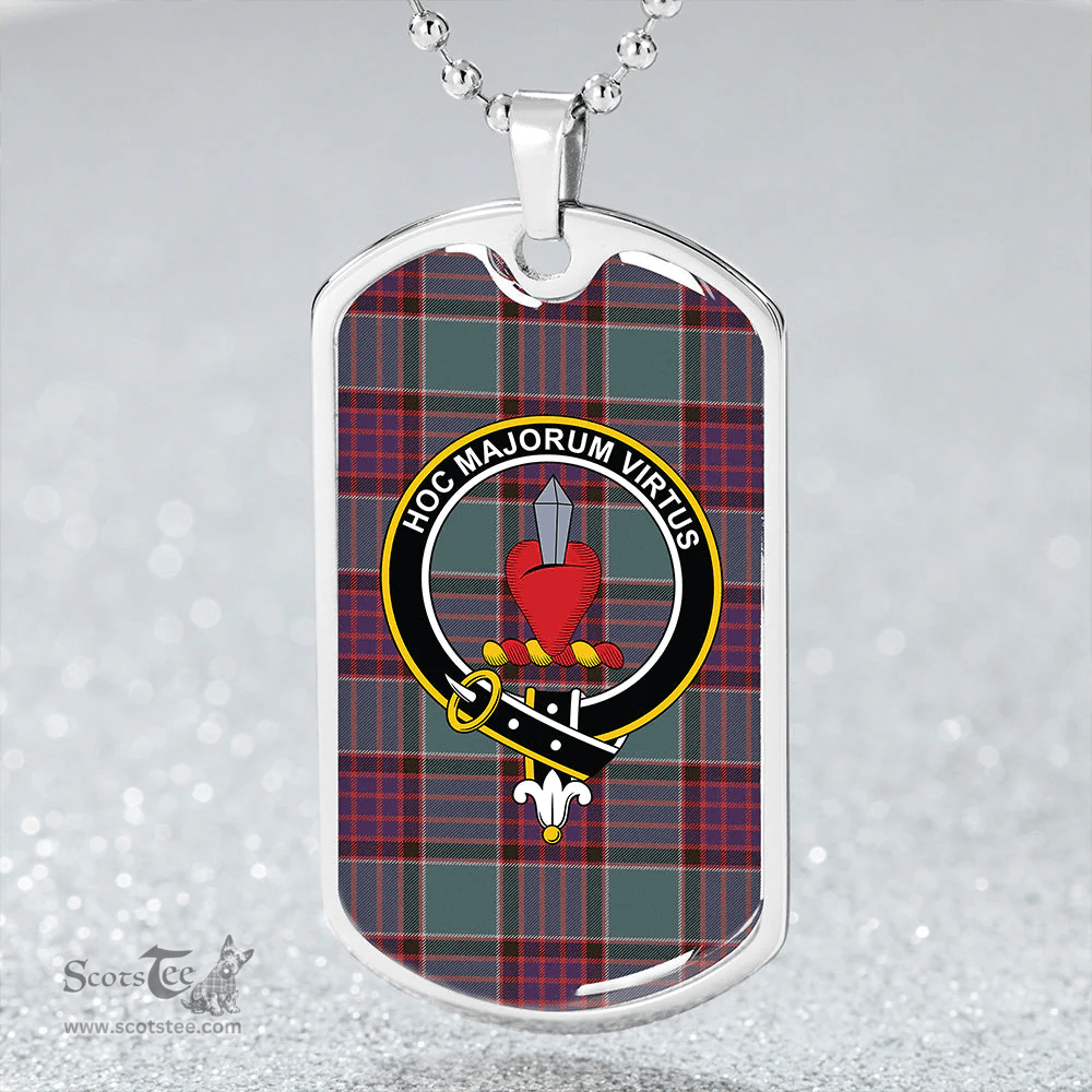 ScottishPlaid Logan (Clans Originaux) Weathered Clan Tartan Dog Tag Necklace - Crest Classic Scottish Plaid Tartan Plaid