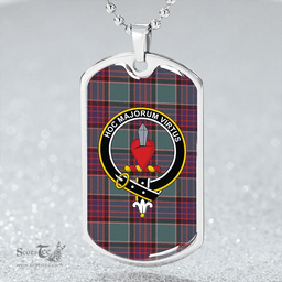ScottishPlaid Logan (Clans Originaux) Weathered Clan Tartan Dog Tag Necklace - Crest Classic Scottish Plaid Tartan Plaid