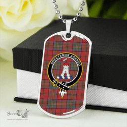 ScottishPlaid MacClure Ancient Clan Tartan Dog Tag Necklace - Crest Classic Scottish Plaid Tartan Plaid