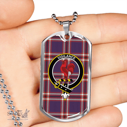 ScottishPlaid Laing of Archiestown (Lang of Archiestown) Weathered Clan Tartan Dog Tag Necklace - Crest Classic Scottish Plaid Tartan Plaid