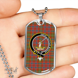 ScottishPlaid Lumsden Ancient Clan Tartan Dog Tag Necklace - Crest Classic Scottish Plaid Tartan Plaid