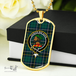 ScottishPlaid MacAlpine Modern Clan Tartan Dog Tag Necklace - Crest Classic Scottish Plaid Tartan Plaid