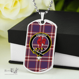ScottishPlaid Laing of Archiestown (Lang of Archiestown) Weathered Clan Tartan Dog Tag Necklace - Crest Classic Scottish Plaid Tartan Plaid