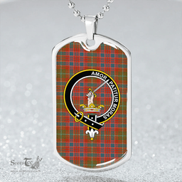 ScottishPlaid Lumsden Ancient Clan Tartan Dog Tag Necklace - Crest Classic Scottish Plaid Tartan Plaid