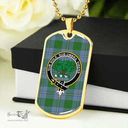 ScottishPlaid Irvine of Bonshaw Ancient Clan Tartan Dog Tag Necklace - Crest Classic Scottish Plaid Tartan Plaid