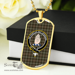ScottishPlaid Lamont Heather (MacLamont Heather) Modern Clan Tartan Dog Tag Necklace - Crest Classic Scottish Plaid Tartan Plaid
