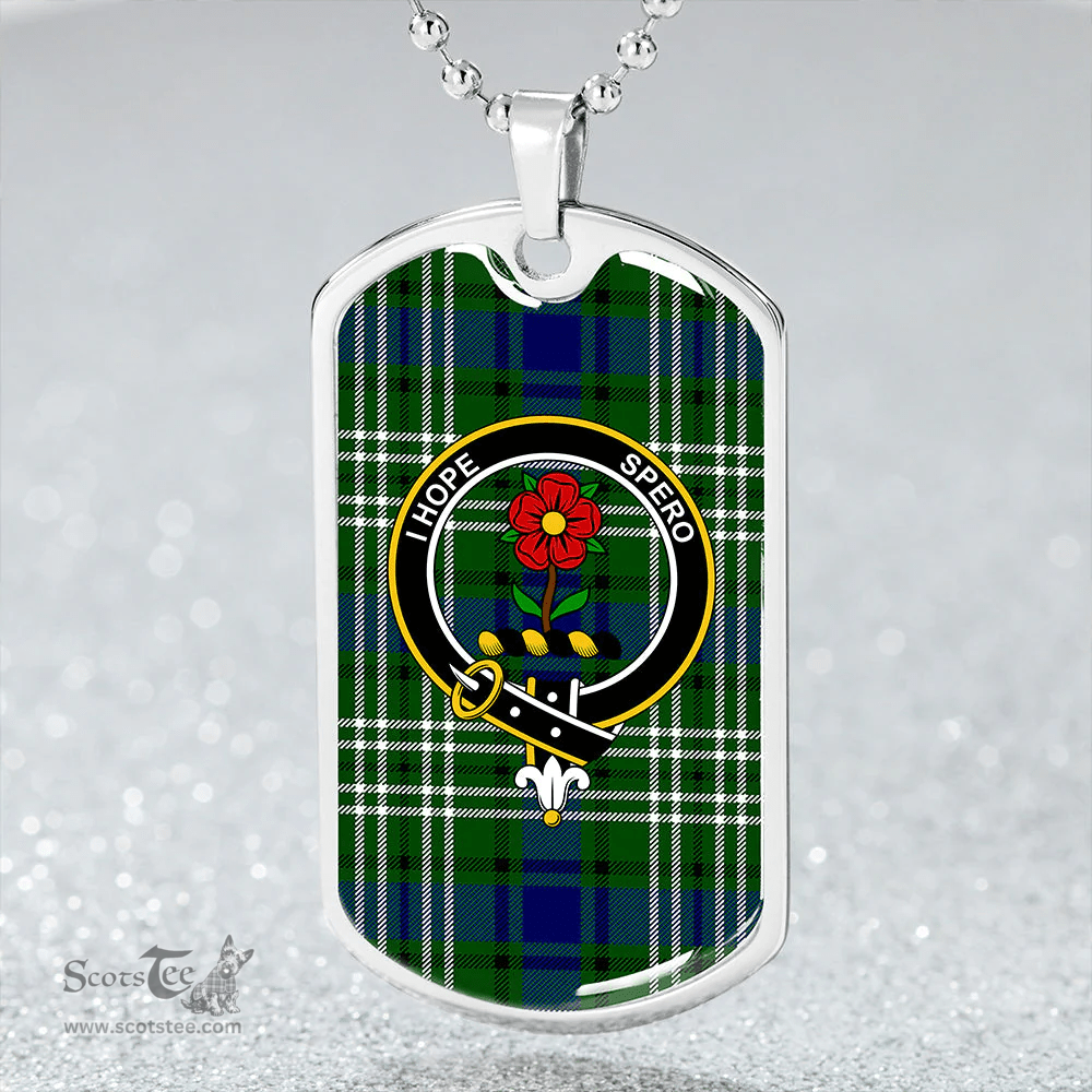 ScottishPlaid Learmonth Clan Tartan Dog Tag Necklace - Crest Classic Scottish Plaid Tartan Plaid
