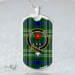 ScottishPlaid Learmonth Clan Tartan Dog Tag Necklace - Crest Classic Scottish Plaid Tartan Plaid