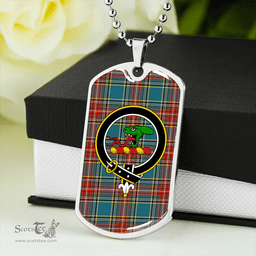 ScottishPlaid MacBeth Pleasanton Ancient Clan Tartan Dog Tag Necklace - Crest Classic Scottish Plaid Tartan Plaid