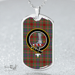 ScottishPlaid MacCall (MacColl) Modern Clan Tartan Dog Tag Necklace - Crest Classic Scottish Plaid Tartan Plaid