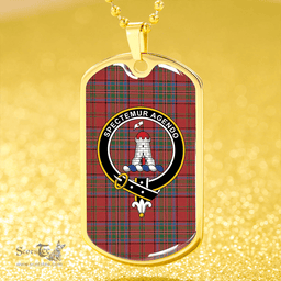 ScottishPlaid MacClure Ancient Clan Tartan Dog Tag Necklace - Crest Classic Scottish Plaid Tartan Plaid