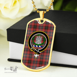 ScottishPlaid Innes Weathered Clan Tartan Dog Tag Necklace - Crest Classic Scottish Plaid Tartan Plaid