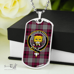 ScottishPlaid Little of Morton Rigg Modern Clan Tartan Dog Tag Necklace - Crest Classic Scottish Plaid Tartan Plaid
