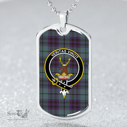 ScottishPlaid Keith (Austin) Weathered Clan Tartan Dog Tag Necklace - Crest Classic Scottish Plaid Tartan Plaid