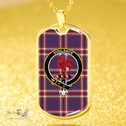ScottishPlaid Laing of Archiestown (Lang of Archiestown) Weathered Clan Tartan Dog Tag Necklace - Crest Classic Scottish Plaid Tartan Plaid