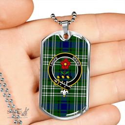 ScottishPlaid Learmonth Clan Tartan Dog Tag Necklace - Crest Classic Scottish Plaid Tartan Plaid