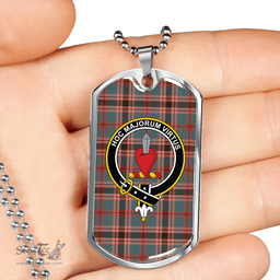 ScottishPlaid Logan #2 Weathered Clan Tartan Dog Tag Necklace - Crest Classic Scottish Plaid Tartan Plaid