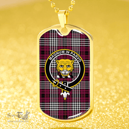 ScottishPlaid Little of Morton Rigg Modern Clan Tartan Dog Tag Necklace - Crest Classic Scottish Plaid Tartan Plaid