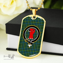 ScottishPlaid MacBride Ancient Clan Tartan Dog Tag Necklace - Crest Classic Scottish Plaid Tartan Plaid