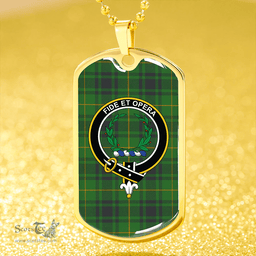 ScottishPlaid MacArthur Ancient Clan Tartan Dog Tag Necklace - Crest Classic Scottish Plaid Tartan Plaid
