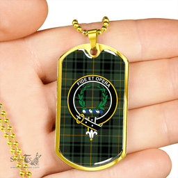 ScottishPlaid MacArthur Modern Clan Tartan Dog Tag Necklace - Crest Classic Scottish Plaid Tartan Plaid