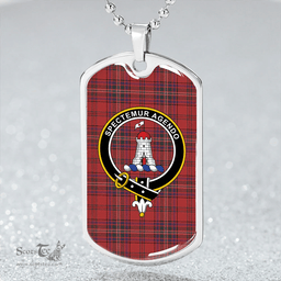 ScottishPlaid MacClure Weathered Clan Tartan Dog Tag Necklace - Crest Classic Scottish Plaid Tartan Plaid