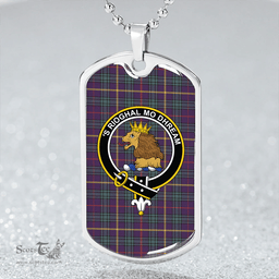 ScottishPlaid MacCainsh Weathered Clan Tartan Dog Tag Necklace - Crest Classic Scottish Plaid Tartan Plaid
