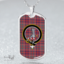 ScottishPlaid MacColl (MacCall) Weathered Clan Tartan Dog Tag Necklace - Crest Classic Scottish Plaid Tartan Plaid