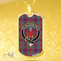 ScottishPlaid Logan #5 Weathered Clan Tartan Dog Tag Necklace - Crest Classic Scottish Plaid Tartan Plaid
