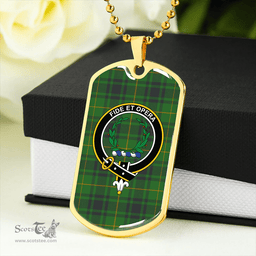 ScottishPlaid MacArthur Ancient Clan Tartan Dog Tag Necklace - Crest Classic Scottish Plaid Tartan Plaid