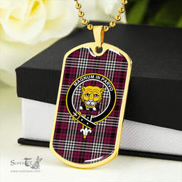 ScottishPlaid Little of Morton Rigg Modern Clan Tartan Dog Tag Necklace - Crest Classic Scottish Plaid Tartan Plaid